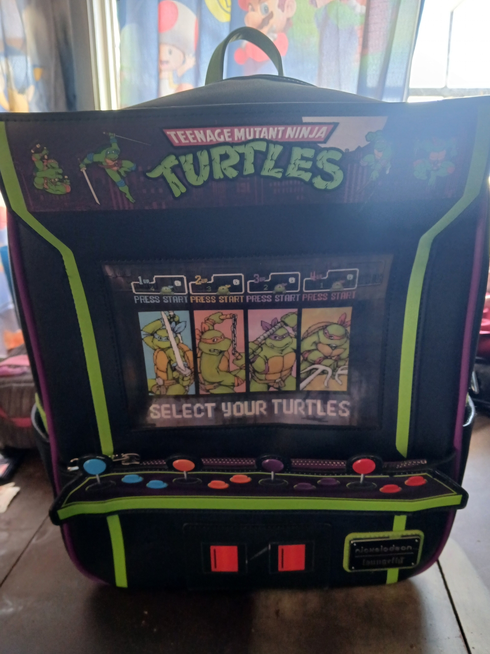 Loungefly Teenage Mutant Ninja Turtles Arcade Backpack - Black/Green